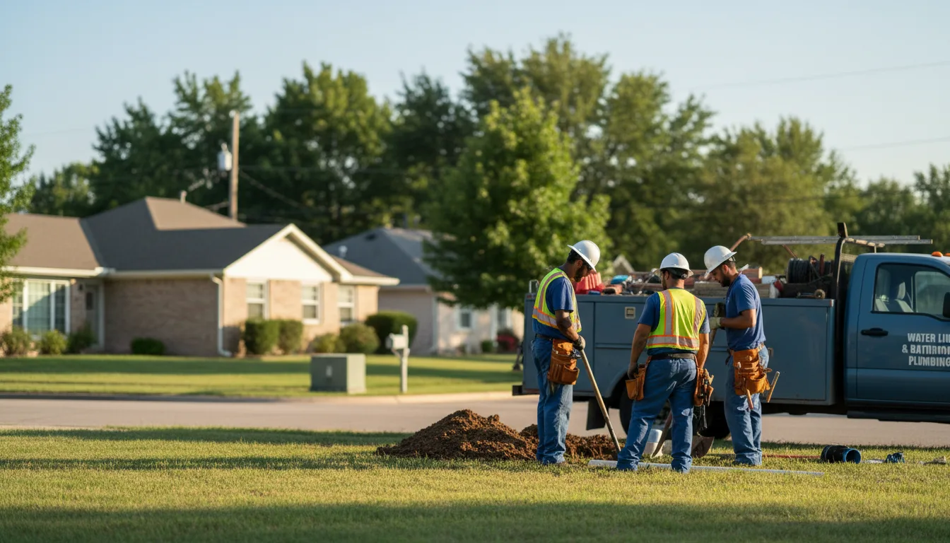 Residential water line and bathroom plumbing service in Bushton, KS